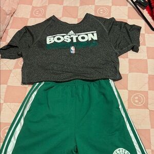 Adidas Boston Celtics Dark Gray and Green Set